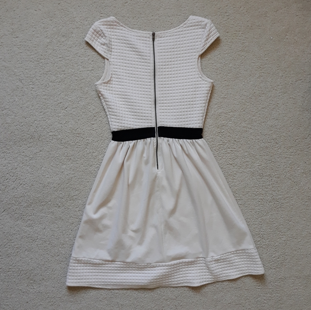 Cream Fit and Flare Dress - Picture 3 of 4